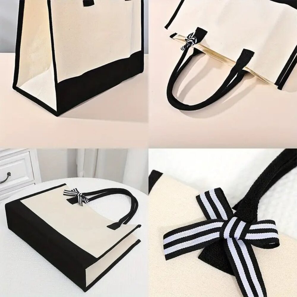 ๐Milano Italy Print Canvas Tote Bag w/ Bow Capacity, Waterproof - Picture 7 of 8